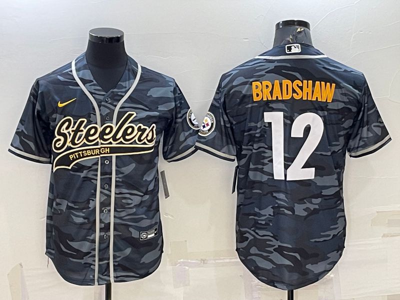 Men Pittsburgh Steelers 12 Bradshaw Camo 2022 Nike Co branded NFL Jersey